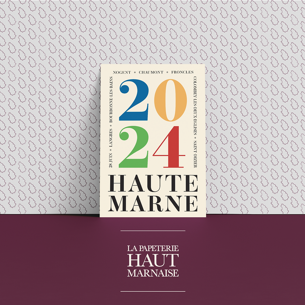 Carte Haute-Marne Flamme JO 2024 typo ivoire