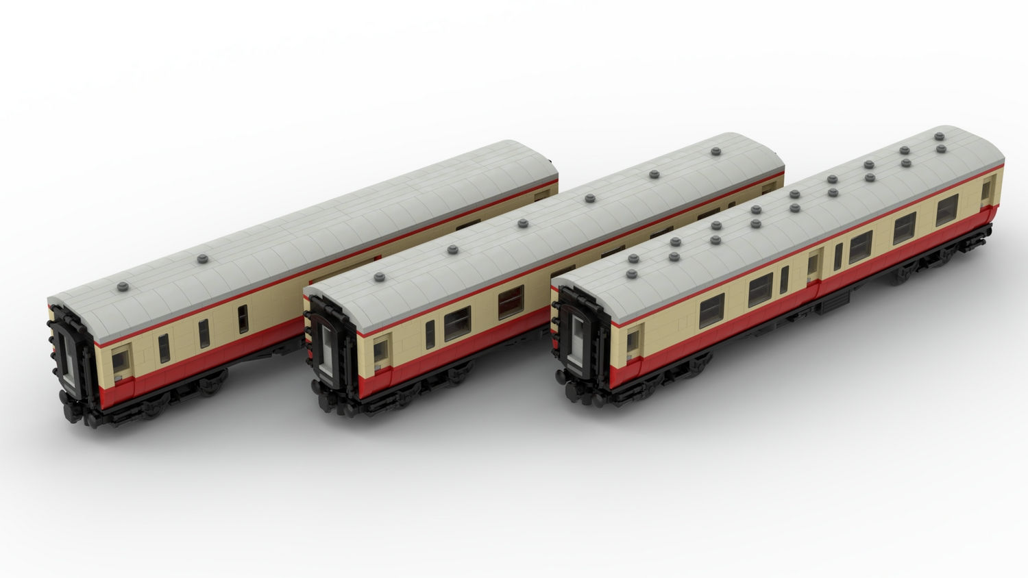 Passenger Car Set British MK I passenger cars beige-red
