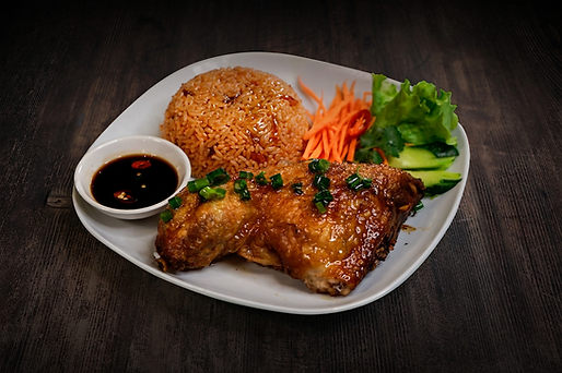 Deep-fried chicken with tomato rice served at PrePho Elsternwick