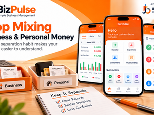 BizPulse business tracking app banner about separating business and personal money