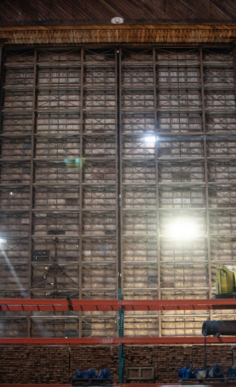 A basketball hoop is mounted above the massive south-end doors inside the Tillamook Air Museum blimp hangar in Tillamook, Ore., on Tuesday, Jan. 13, 2026. The 83-year-old World War II-era hangar is closed to the public after a Dec. 18 windstorm tore away a roughly 200-foot-long section of its metal roof.