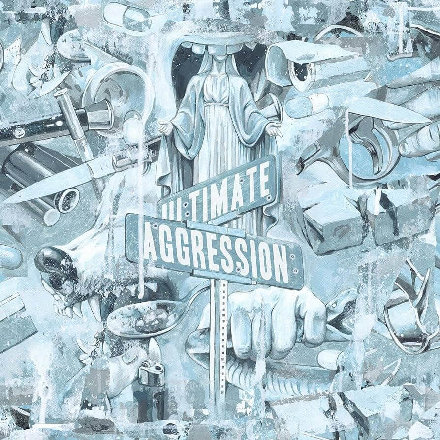 Albumcover van Year Of The Knife - Ultimate Aggression (Blauw Marmer Vinyl LP) (Blue Marbled Vinyl LP)
