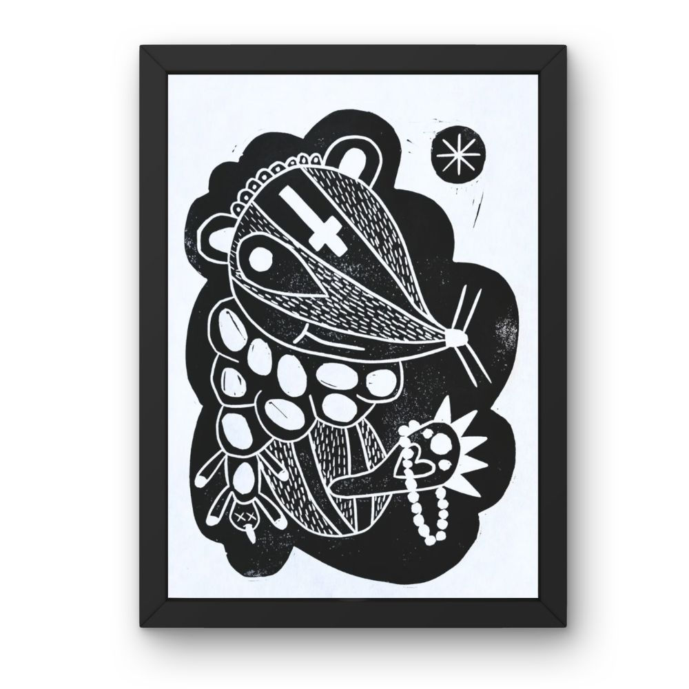 Judas Priest - lino print badger