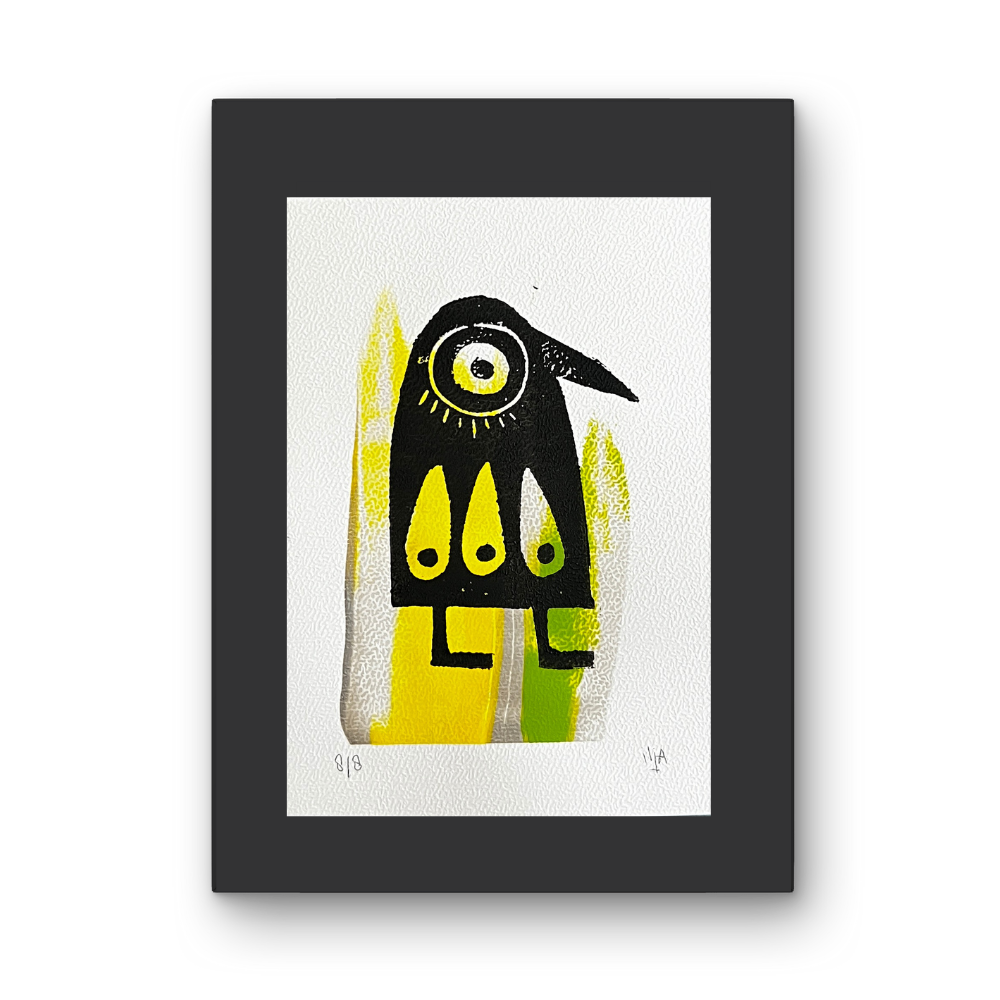 I Wanna Be Your Dog - lino print bird