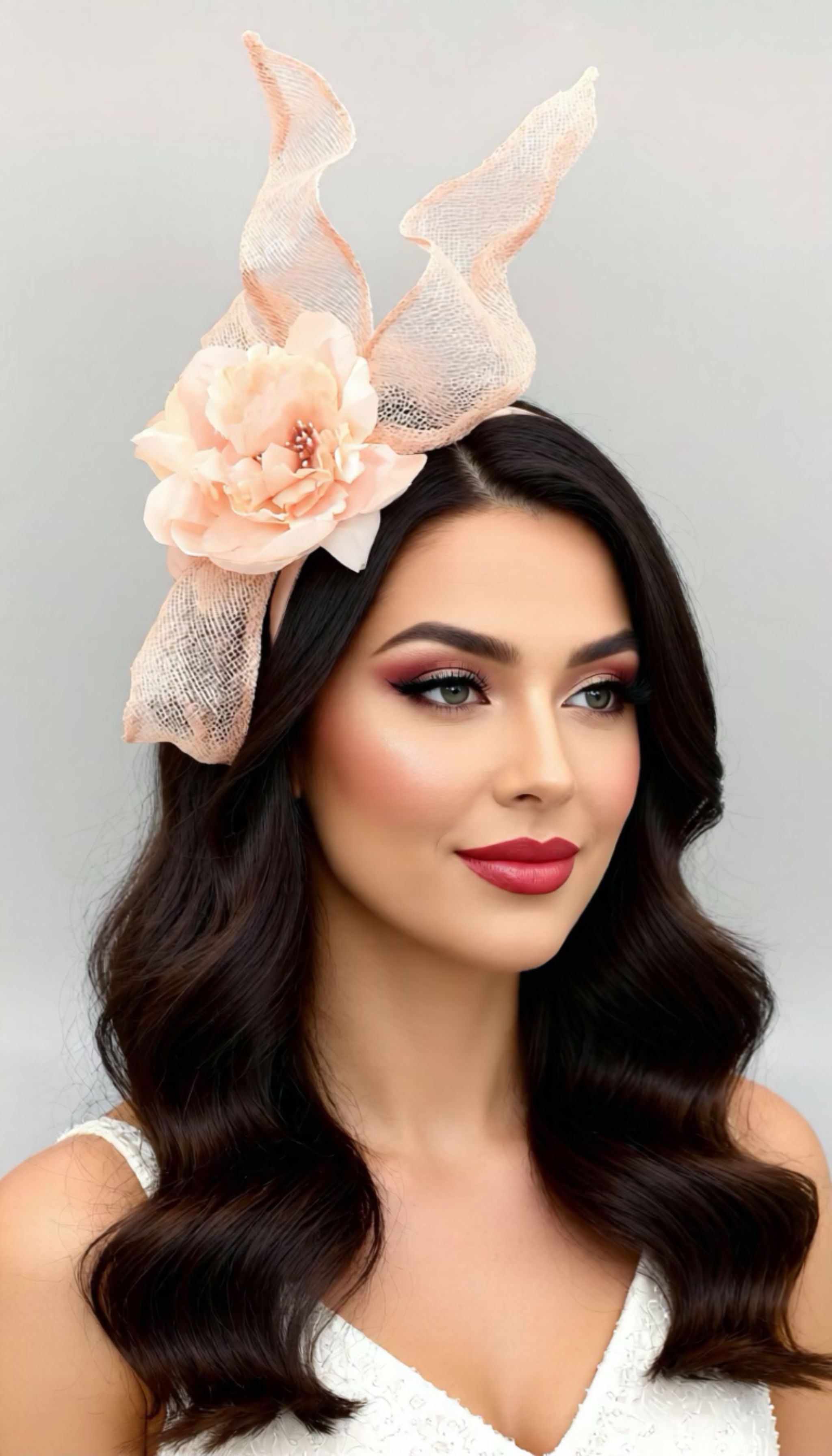 Beige Peach Fascinator 