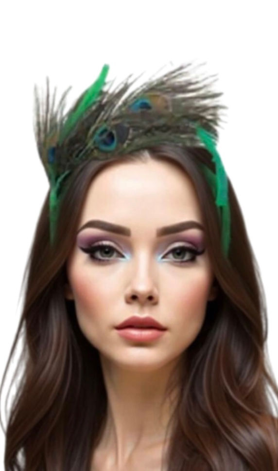 Green Peacock Feather Headband