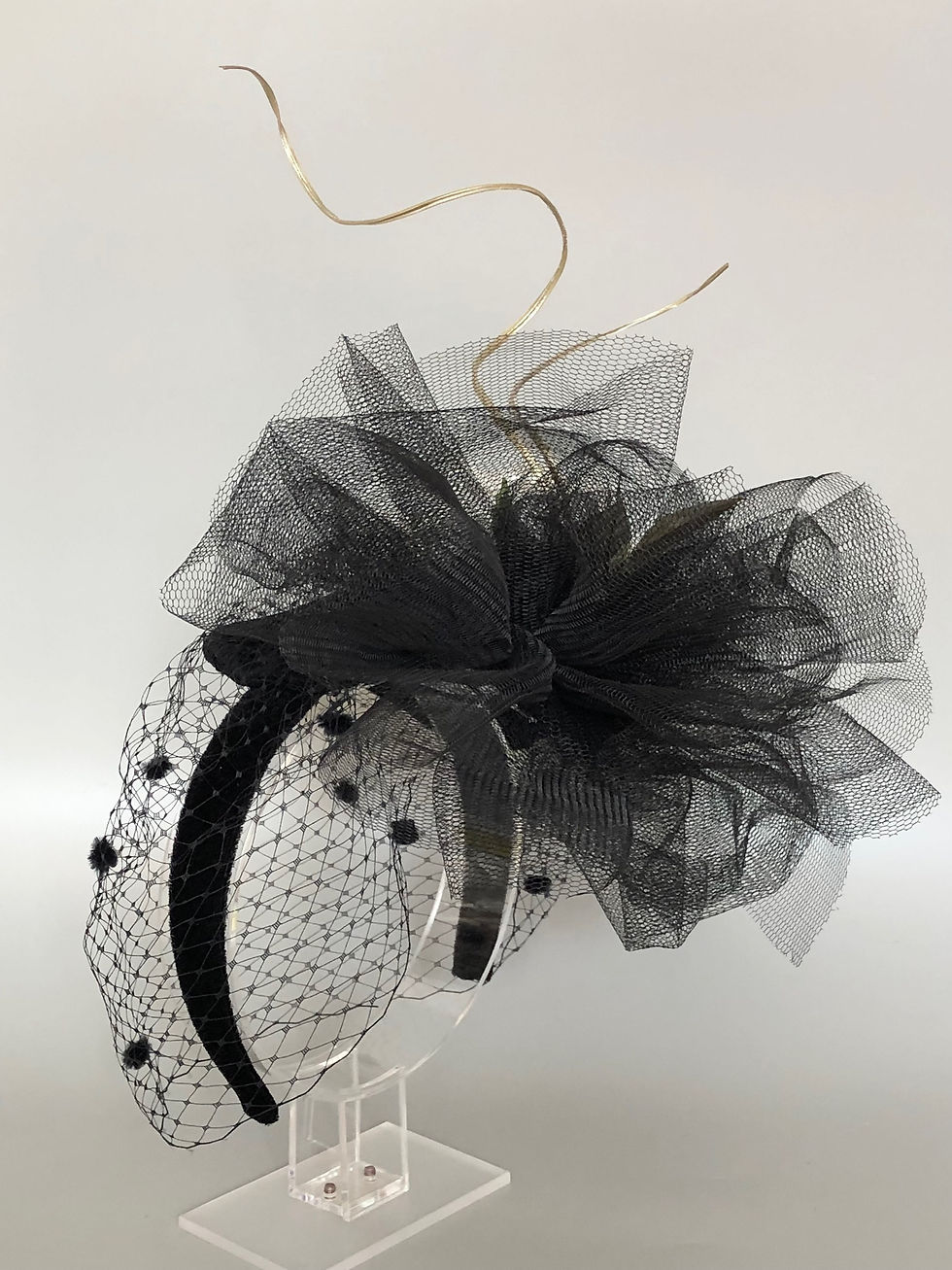 Thumbnail: Black White  Flower Headpiece Fascinator Wedding Hat ,Occasion Hat