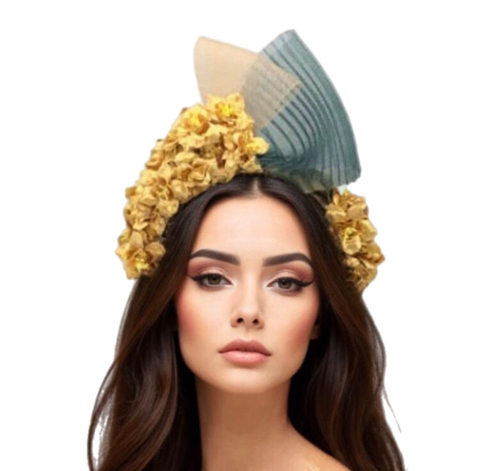Gold /Green Flower Crown metallic