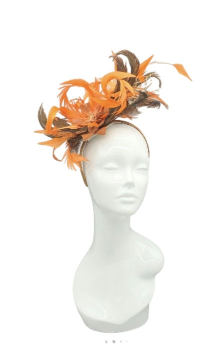 Brown Feather Headband ,Wedding Hat ,Occasion Hat