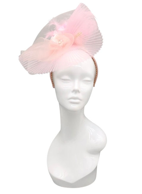 Pink Swirl Headpiece Wedding Hat ,Occasion Hat