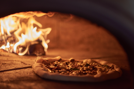 Freshly baking pizza