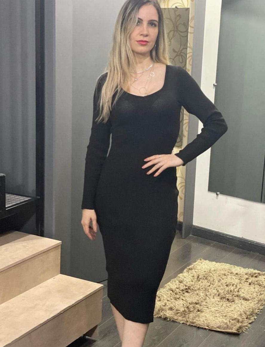 VESTIDO MIDI DECOTE U MARIA.VALENTINA