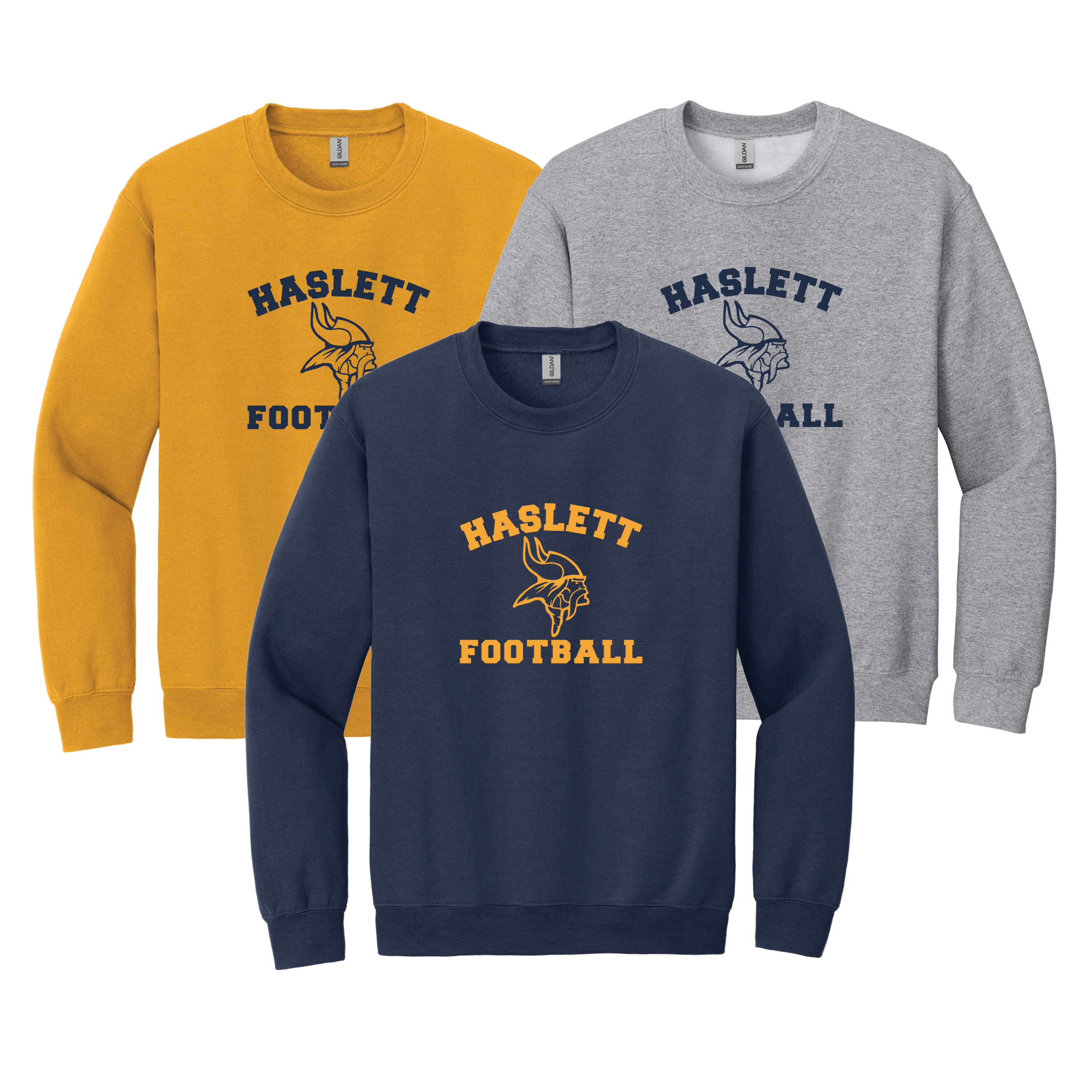 Haslett Football w/ Viking Head - Gildan Adult Crewneck