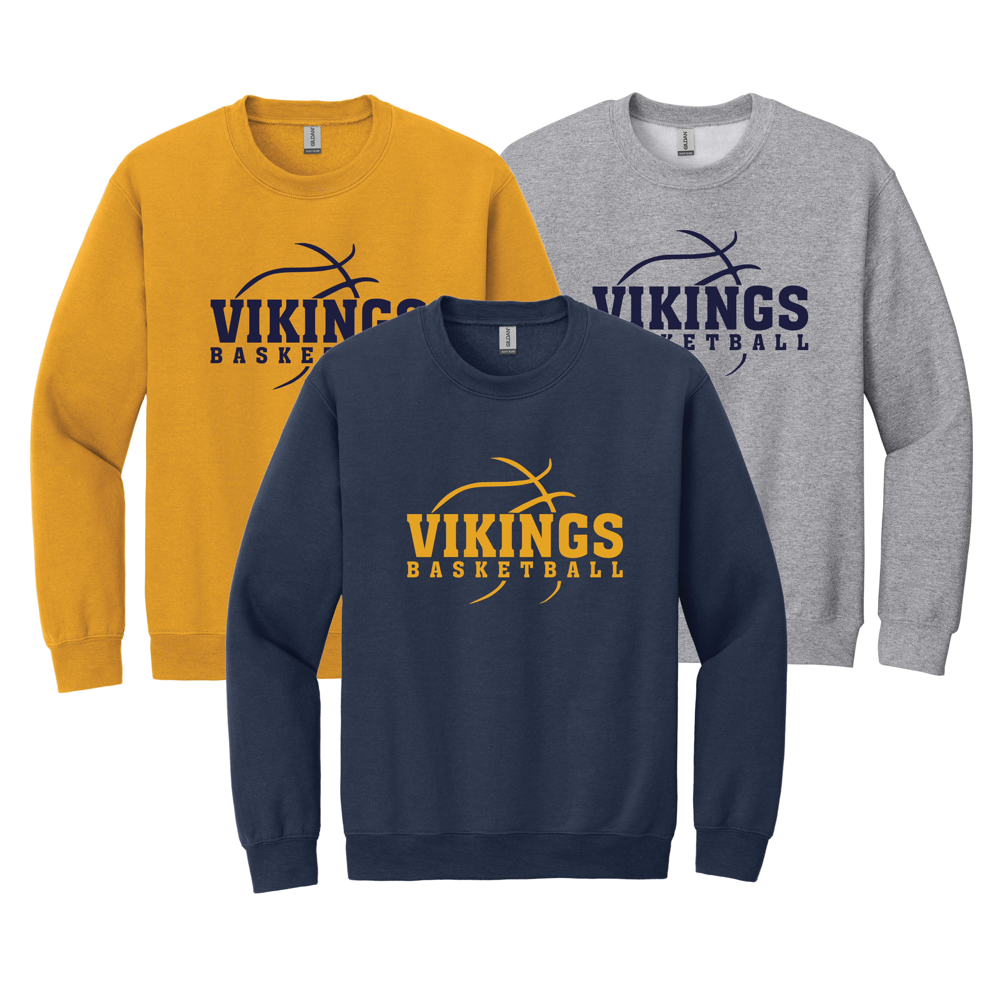 Vikings Basketball - Gildan Adult Crewneck