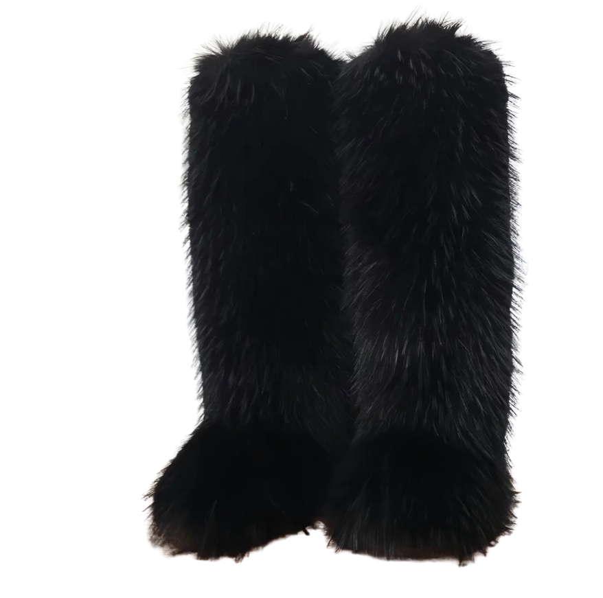 Black Luxury Faux Fur Statement Boots