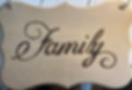 Pyrography Art The Family Sign is a custom wood burned sign that says family. It is written in cursive and very neat. Complet