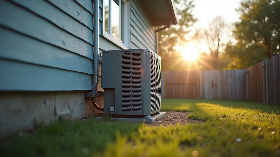 Eye-level view of HVAC unit outside a house