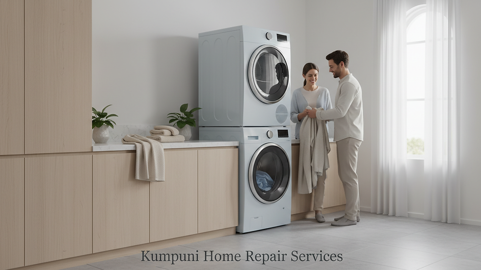 Eye-level view of a modern energy-efficient washing machine in a laundry room