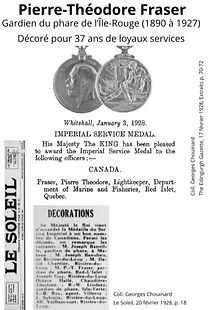 Fraser, Pierre-Théodore, Médaille du Service impérial dècernée par GeorgesV en 1928.