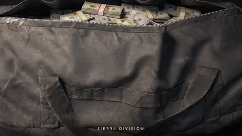 3d game art props - textured duffle bag with cash inside