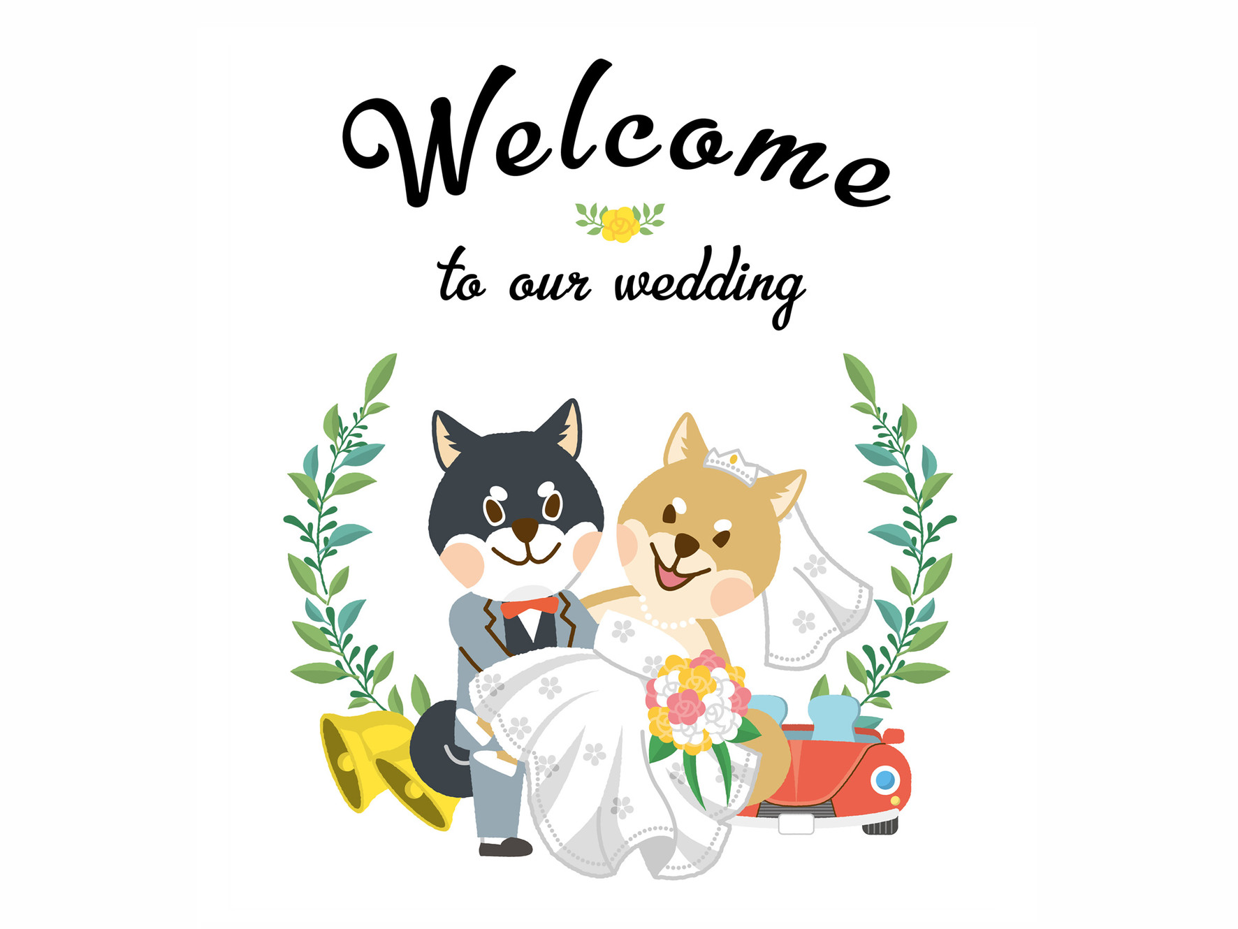 カワイイ | 動物似顔絵ウェルカムボード | 動物似顔絵専門店 イラスト