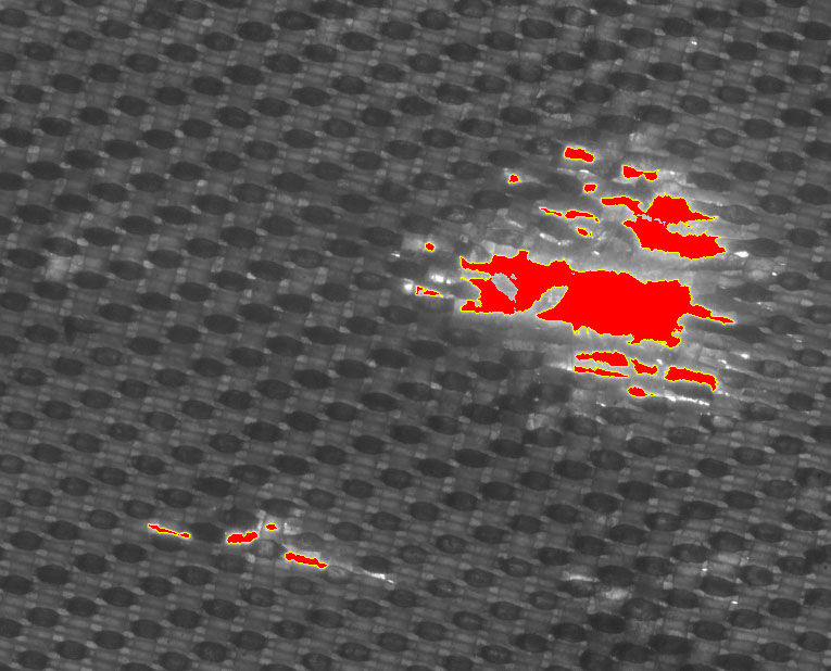 Zoom in Filter, hole marked by image recognition. Application of Roboscope from Robomat Company