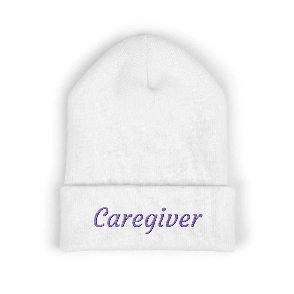 Thumbnail: Caregiver Pride Embroidered Beanie — Cozy Caregiver Hat w/Blue Stitching