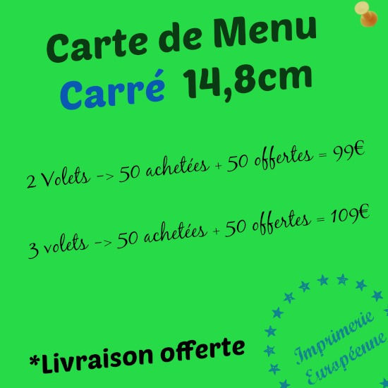 Menu carré en promotion