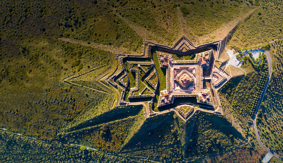 Aerial view of the Fort of Nossa Senhora da Graça, Elvas, Portugal
