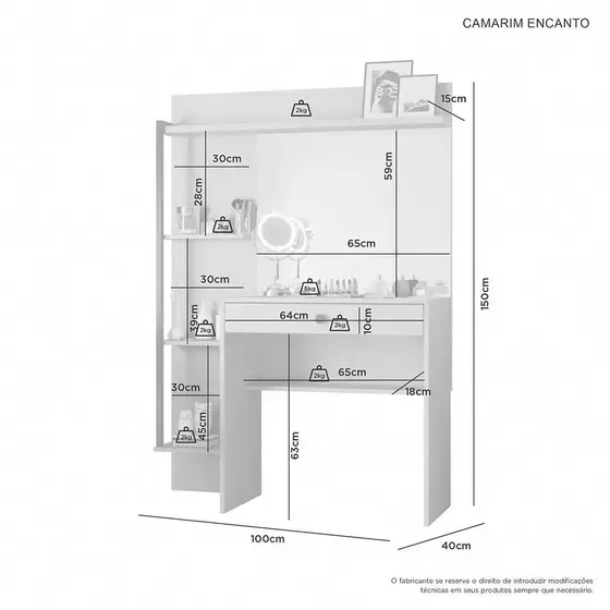 Miniatura: Penteadeira Camarim Encanto Branco