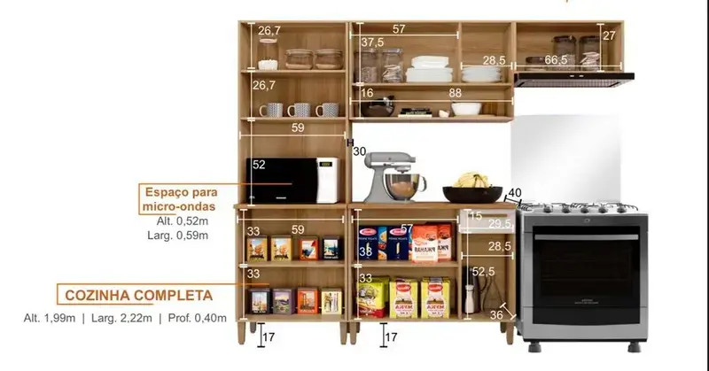 Miniatura: Armário de Cozinha Completa Carisma