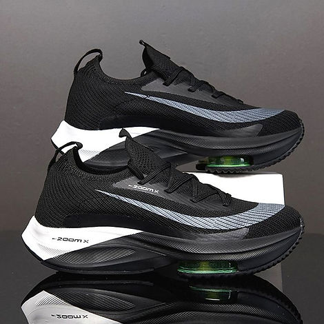 Air Cushion Sports Shoes Men Personalized Fashion Breathable Lace Up Knit Sneakers Casual 