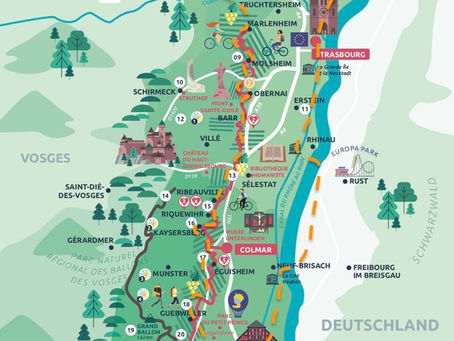 Carte de la véloroute EuroVélo 5 en Alsace
