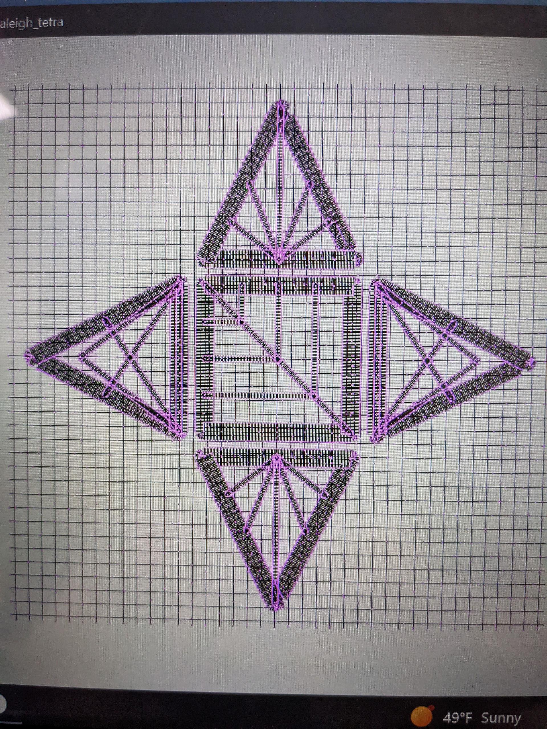 Render of triangular lace pyramid net