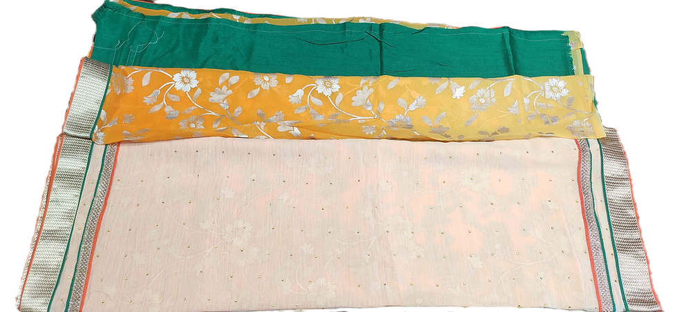 Offwhite Designer Saree Shaded Mango Patli & Blouse