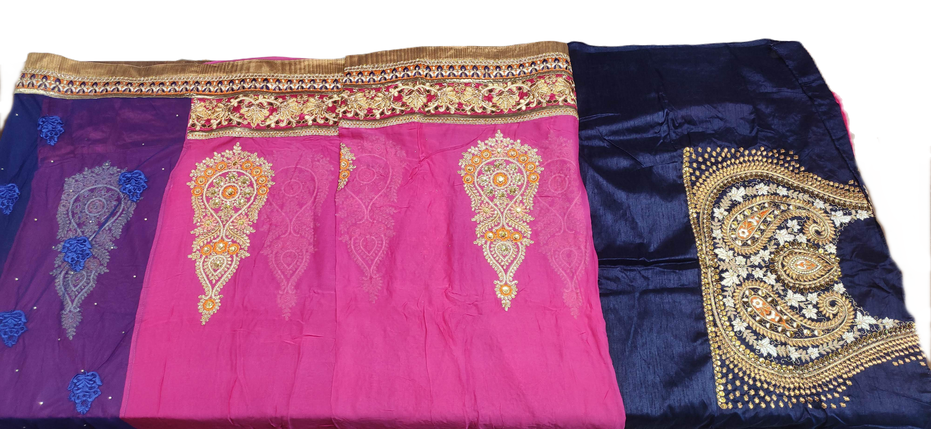 Traditional Look NavyBlue/Pink Saree Exclusive Border & Designer Worked Blouse