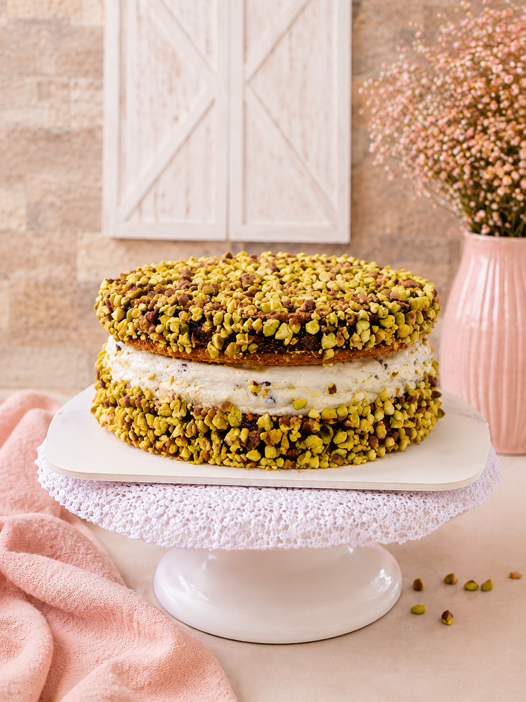 Pastel de cannoli de pistacho