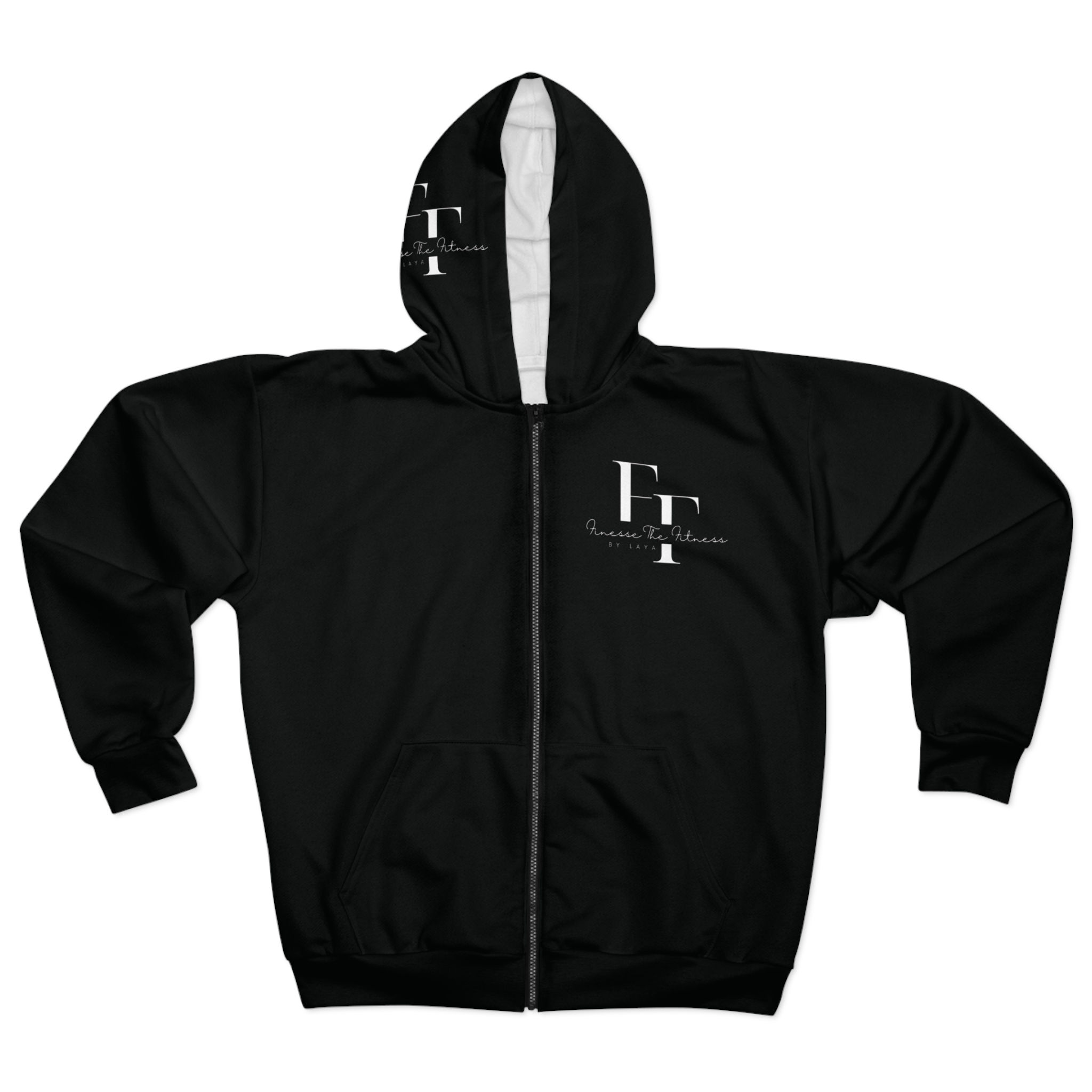 Black Unisex Zip Hoodie (AOP)