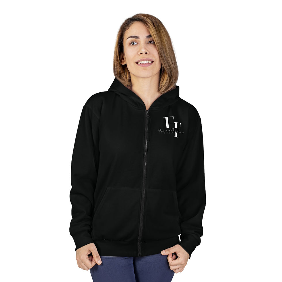 Thumbnail: Black Unisex Zip Hoodie (AOP)