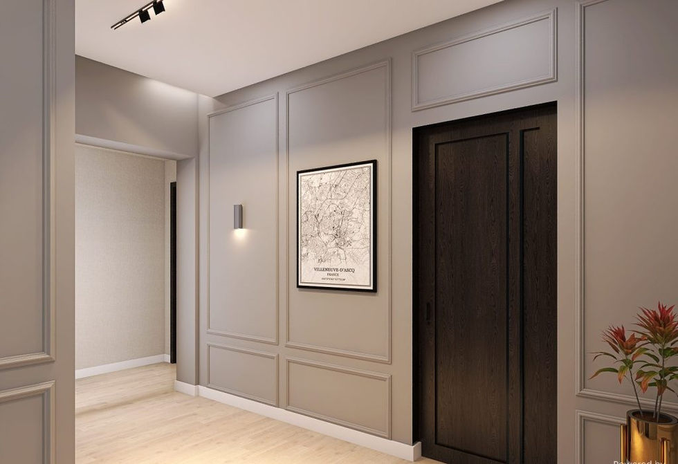 Hall d'entrée élégant avec carte de Tel Aviv encadrée