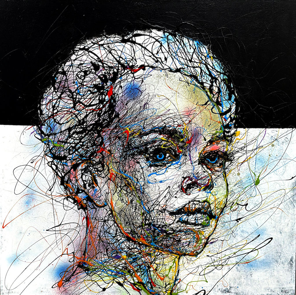 Originalmålning av Ole Hedeager ”The World Child" 100x100cm