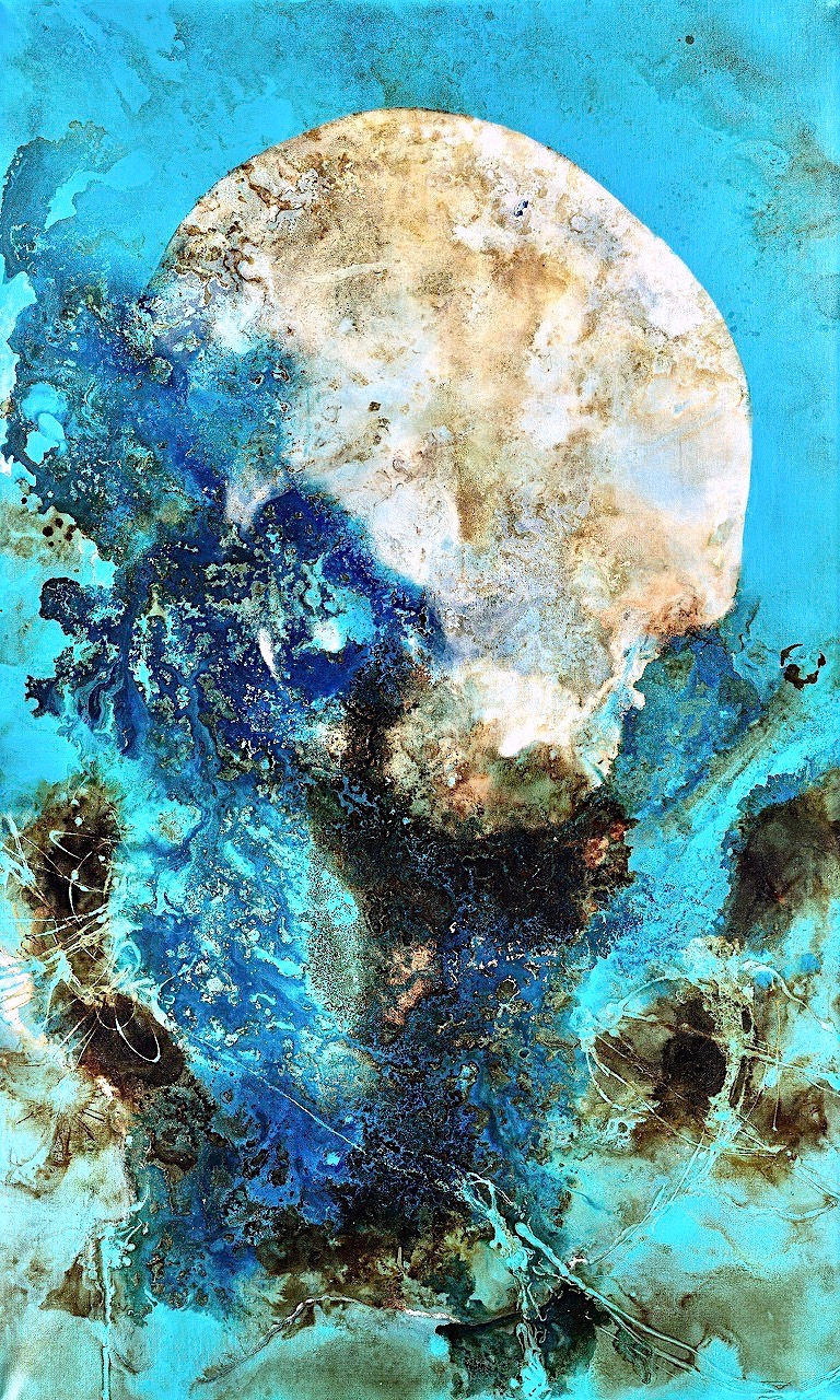 Målning av Tomas Lacke ”Blå Verk ll” 200x120cm_a