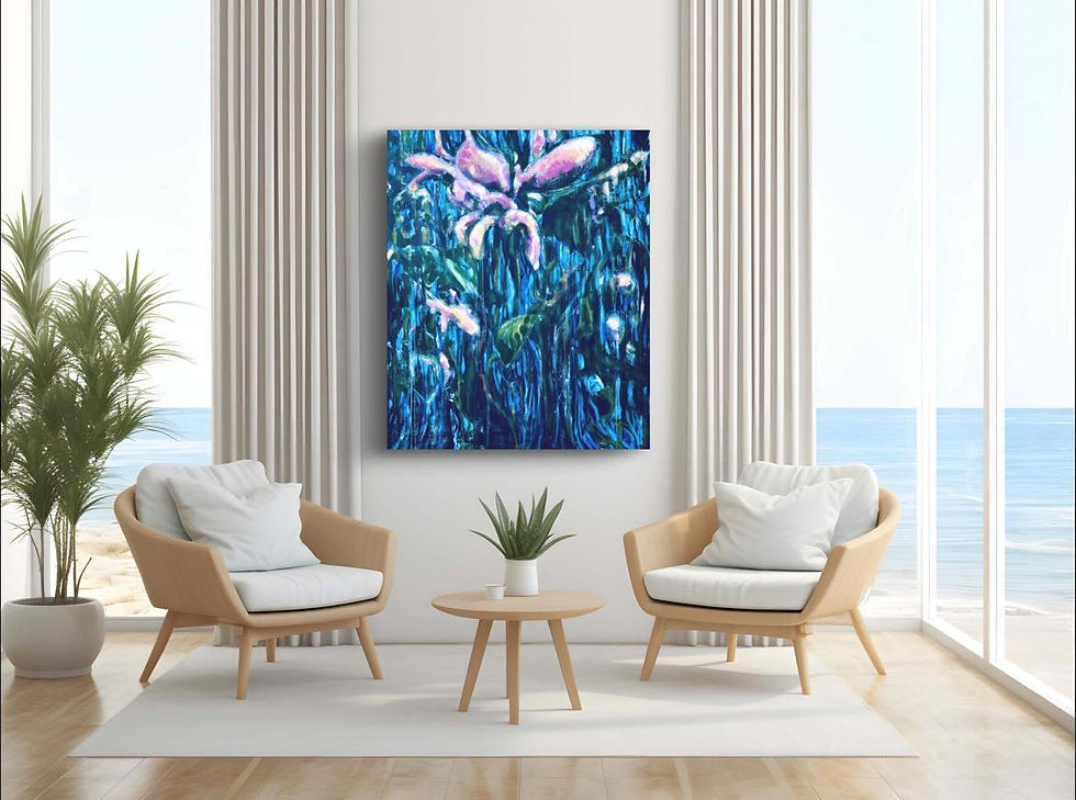 Originalmålning av: Rosamy Cotino ”Water Falls llI” 120x100cm 1