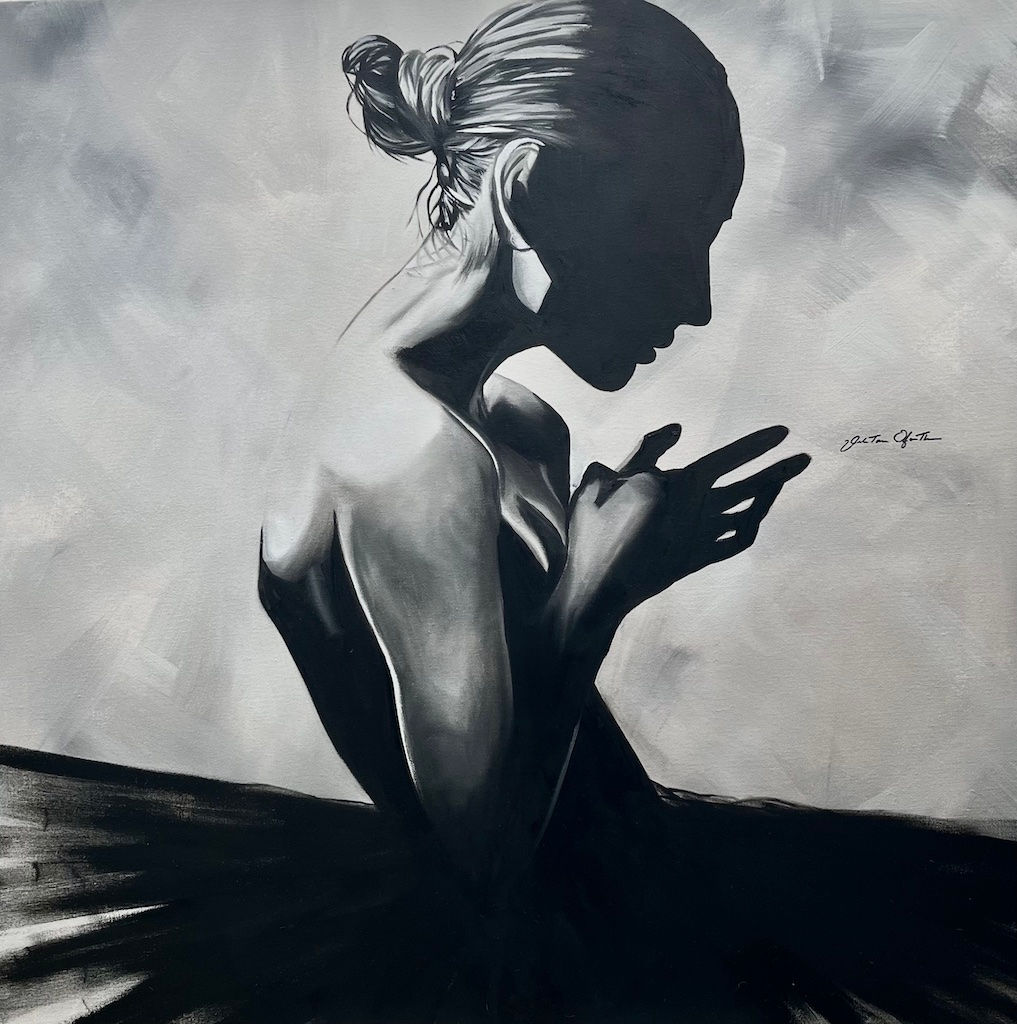 Oljemålning av Viktoria Qvarforth ”Ballerina In Black” 100x100cm