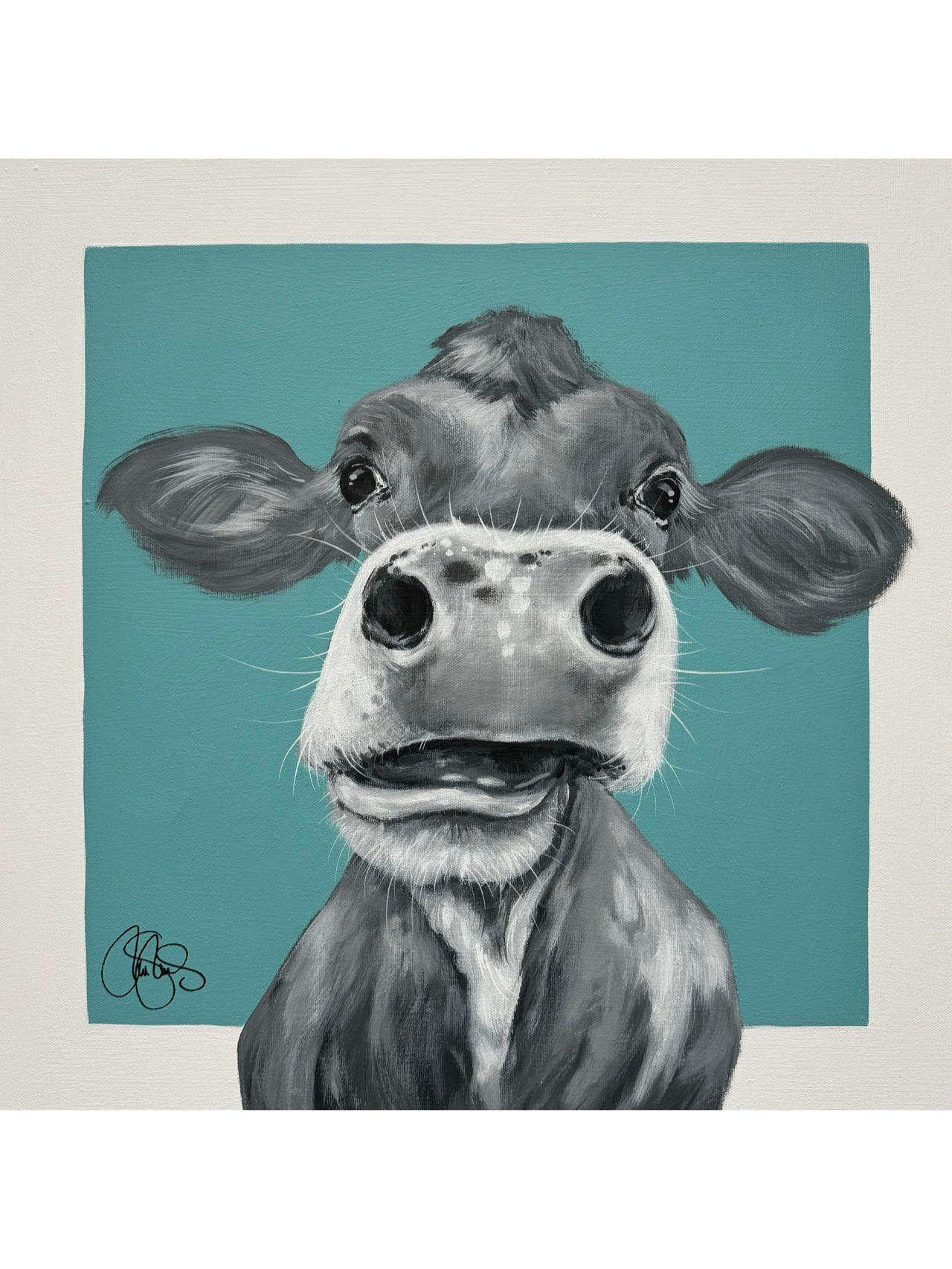 Originalmålning av Matilda Skoglund "COW 437 - Tilly" 50x50cm_a