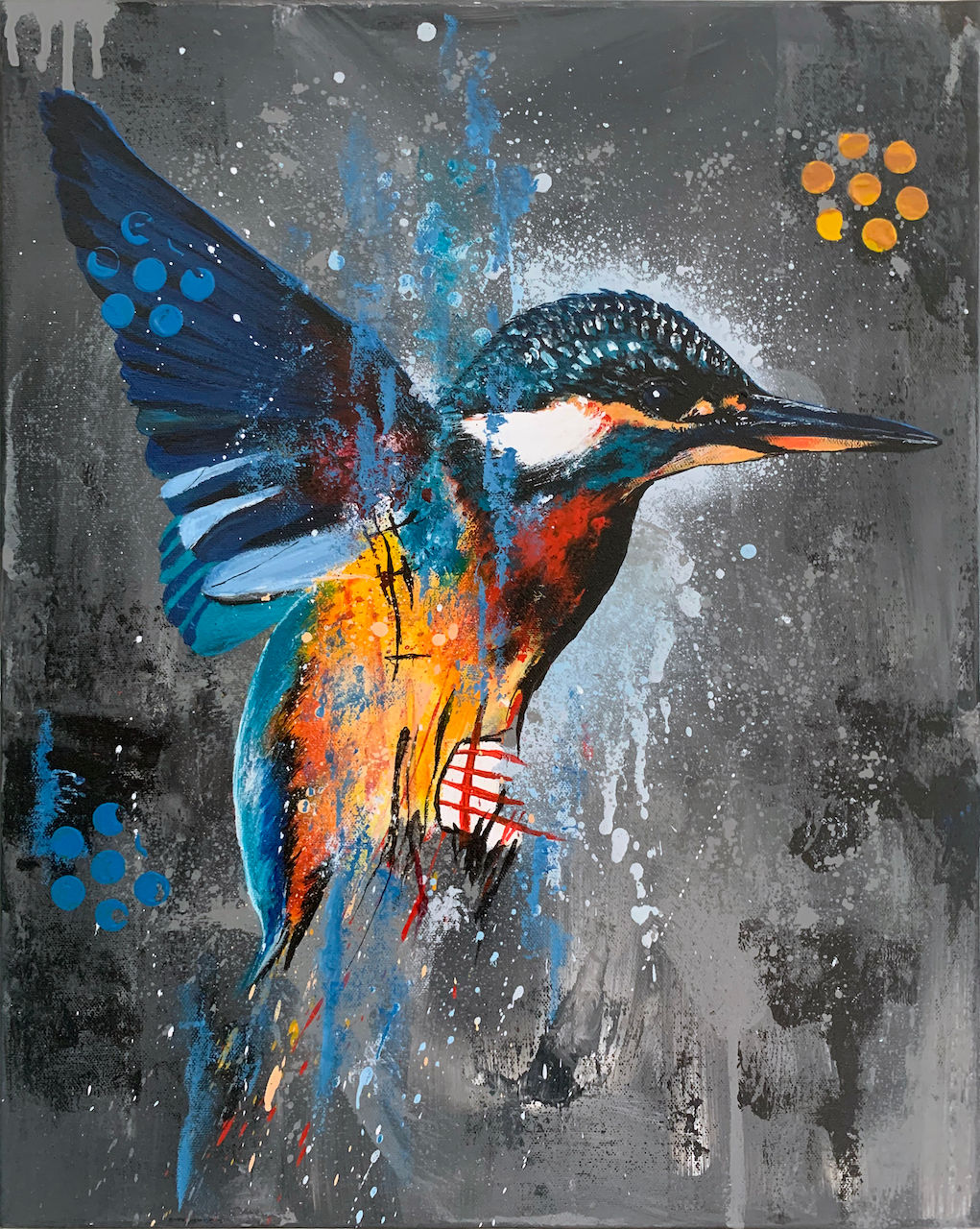 Konst av: Robert Hilmersson ”Kingfisher” 50x40cm på Kabusa Art Gallery