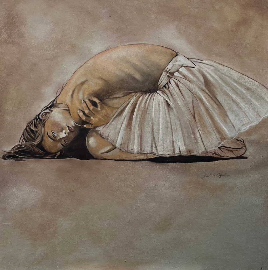 Oljemålning av Viktoria Qvarforth ”Relaxing” 100x100cm