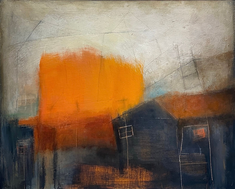 Konst av Pauline Lindberg ”The Orange Farm l” 80x100cm_1