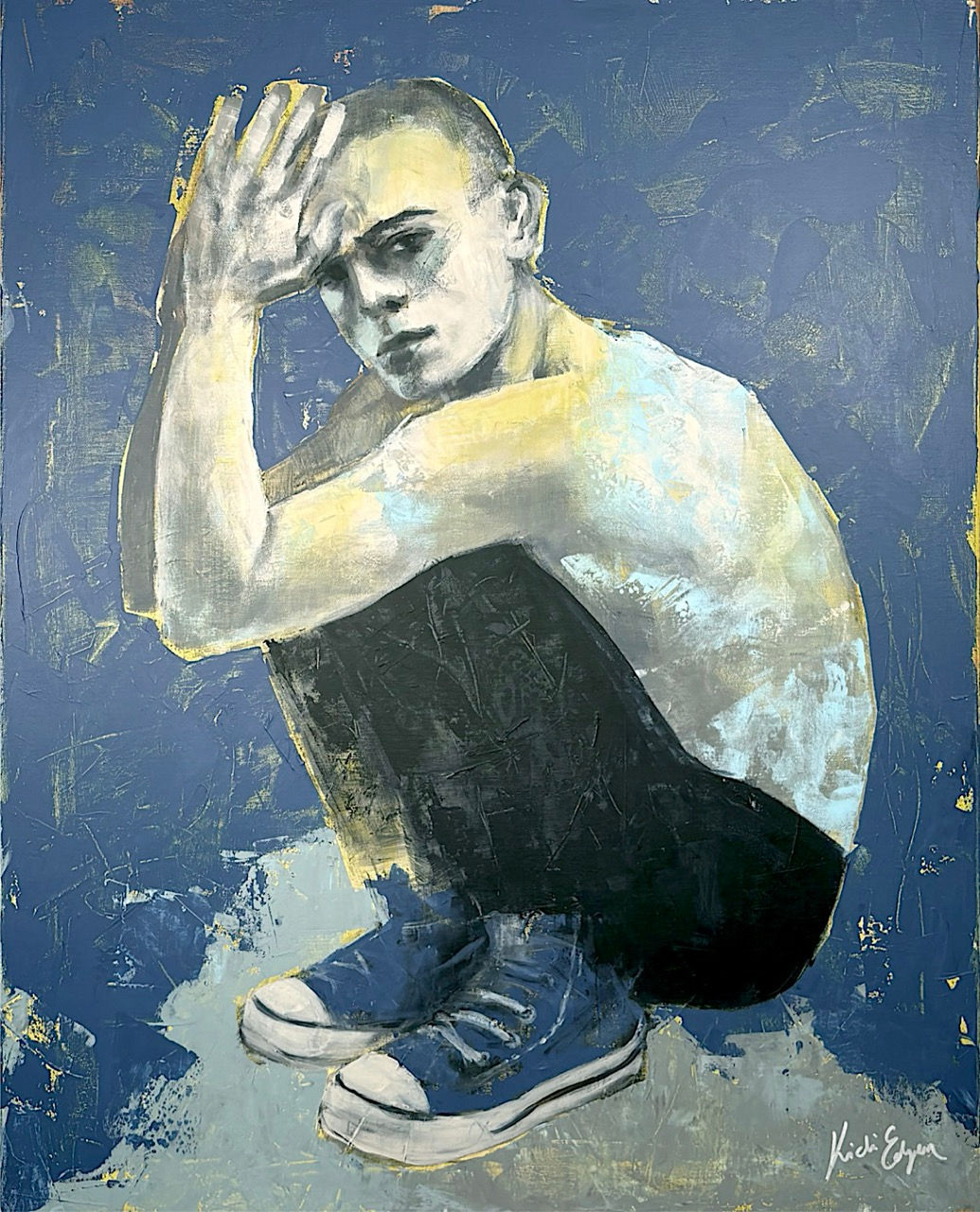 Originalmålning av Kicki Edgren "Blue Shoes" 90x70cm