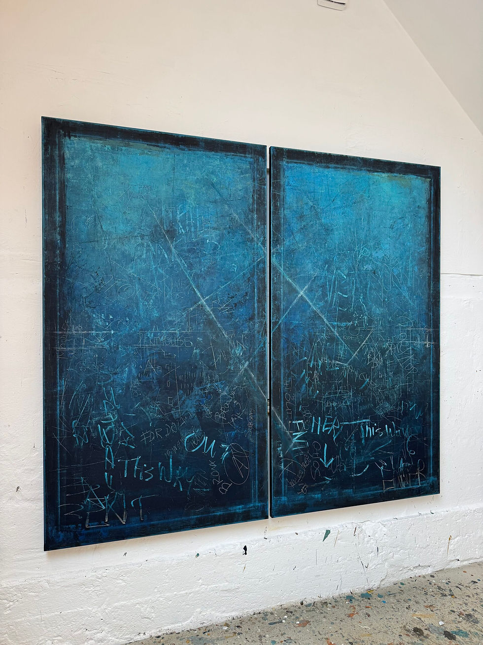 Originalmålning av Pauline Lindberg ”Crewsing" 180x100cm x2 Diptych på Kabusa_a
